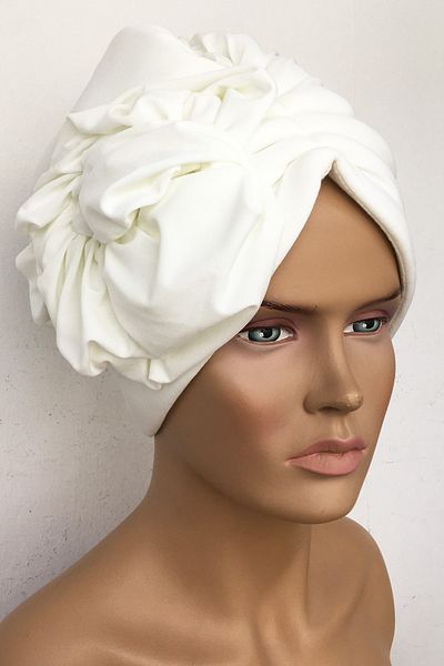 Vera Κομψό Floral Pattern - Κρεμ τουρμπάνι με ραφές και φόδρα