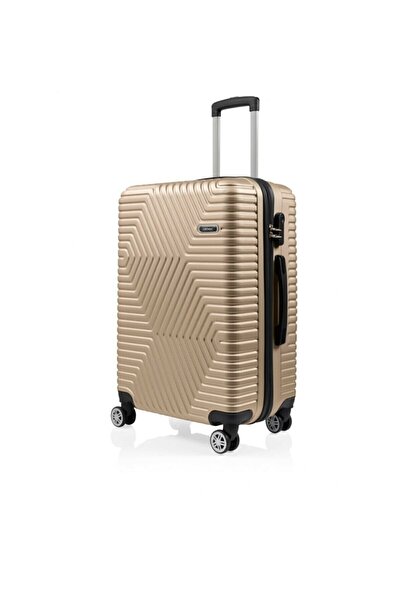 DZC KUZENLER AVM Gold Polo Suıtcase Abs Büyük Boy Seyahat Valiz
