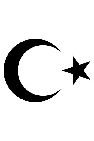 Quart Aksesuar ملصق نجمة الهلال الأسود مقاس 20 سم ملصق العلم التركي