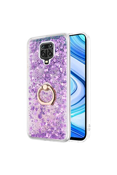 Microsonic Redmi Note 9 Pro Kılıf Glitter Liquid Holder Mor