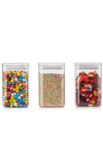 FİTHOME 3 Pieces 0.7 Mm Vacuum Transparent Food Storage Container Set White Gasket