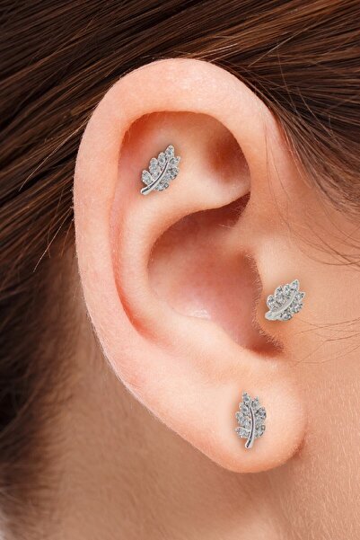 Purple Silver Yaprak Kıkırdak Tragus Helix Piercing