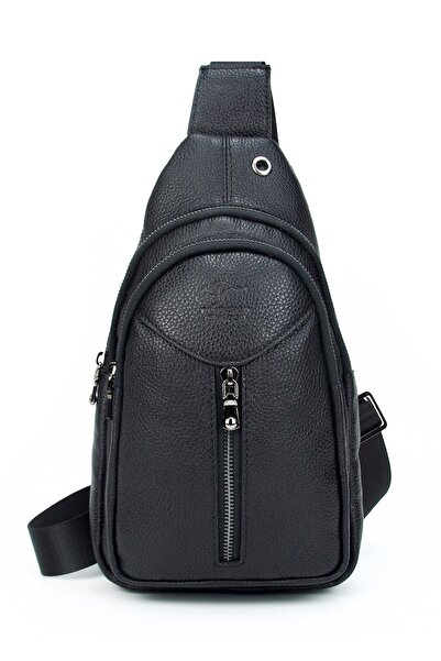 KANGAROO KINGDOM Erkek Postacı Sırt Çantası Hakiki Dana Deri Siyah 1012-s