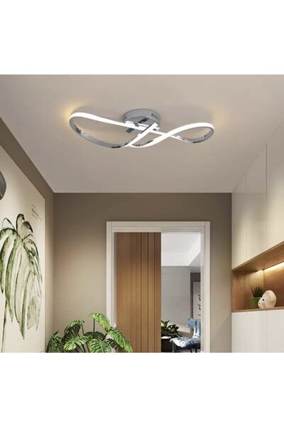 burenze Modern Luxury Tasarım Plafonyer Led Avize Krom
