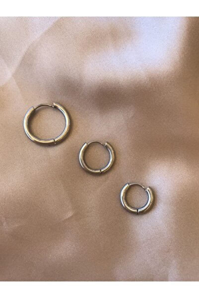 Diesmoon Silver Earrings Steel Water Resistant Combination Earring Set