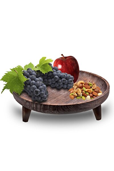 Bambum Alina Ayaklı Sunum Tepsisi Büyük Otantik Eskitme Efektli Lüx Servis Sunum Tepsi Bahex B1619