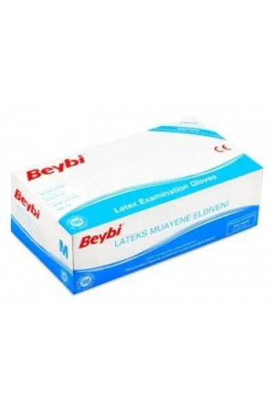 Beybi قفازات لاتكس مسحوقة، عبوة من 100 قطعة