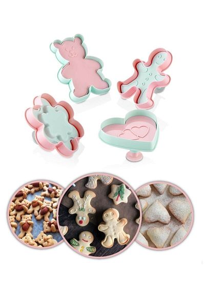 Bayev 3117 Presser Ginger Man Cookie Mold with Teddy Bear New Year's Special