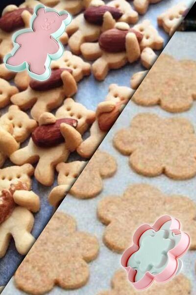 Bayev 3117 Presser Ginger Man Cookie Mold with Teddy Bear New Year's Special