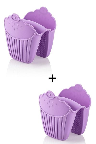 ENASHOP 2 Pcs 100% Silicone - Microwave Oven Glove & Tray Grip Set, Purple