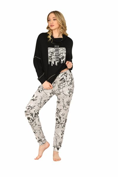 Jiber Set de pijamale cu model pentru damă, cu croiala relaxată, Jbr-3926