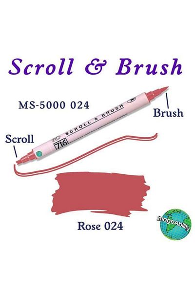 Zig Scroll & Brush Dual Line and Brush Tip Calligraphy and Shading Pen 024 Rose