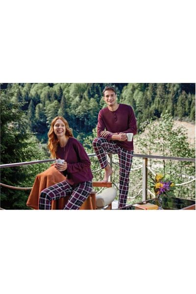 Doreanse Men's Claret Red Long Pajama Set