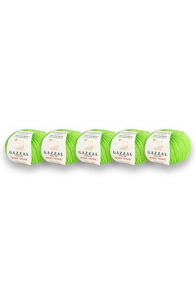 Gazzal Baby Wool Merino Wool 5 Pack Πλεκτό νήμα χειρός, 50 gr (821)