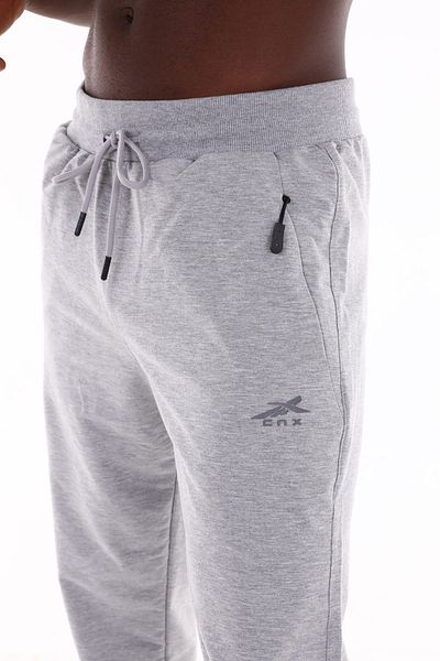 ZEYMERADE Pantaloni de sport sport din bumbac, gri Melange, cu fermoar ascuns