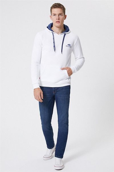 Lee Cooper Men's Fabian Hooded Sweatshirt White 221 LCM 241036