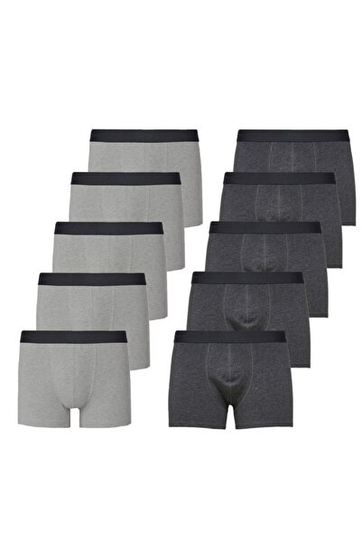 JOHN LION Erkek 10'lu Premium Gri Füme Likralı Boxer