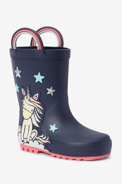 Next Baby Κοριτσίστικες μπότες βροχής Navy Blue Unicorn