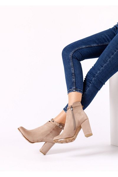 FORS SHOES Mink Suede Trock Women's Heeled Boots 9 cm