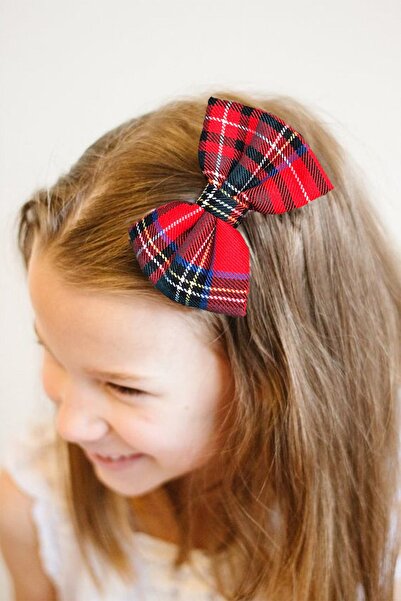 ESLE AKSESUAR Mother Girl Combination Plaid Fabric Bow Buckle Ribbon Buckle New Year's Special Combination