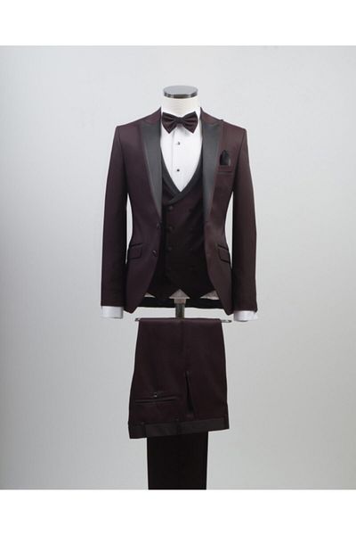 ADİMO Costum de mire pentru bărbați, slim fit, cu guler de lup