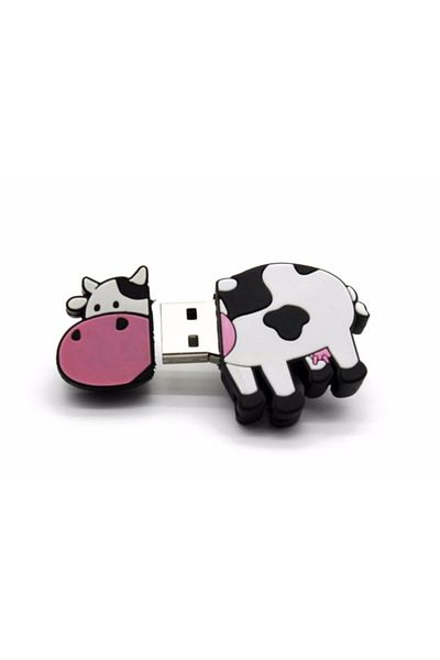 SYNOPE ذاكرة فلاش USB على شكل بقرة بقرة 64 جيجابايت (لعبة كرتونية شخصية خطية مختلفة مضحكة خارجية)