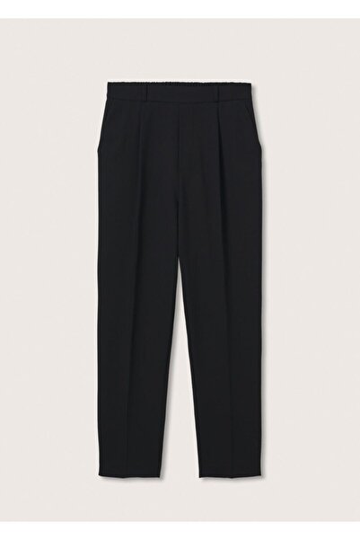 MANGO Woman Kadın Siyah Beli Elastik Kısa Paçalı Pantolon