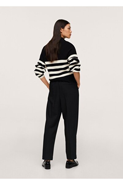 MANGO Woman Kadın Siyah Beli Elastik Kısa Paçalı Pantolon