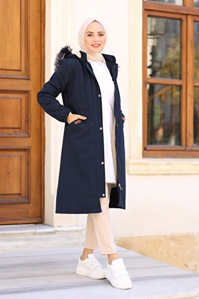 benguen 4039 Mikina s kapucí uvnitř Furry Bondi?t Coat Navy Blue