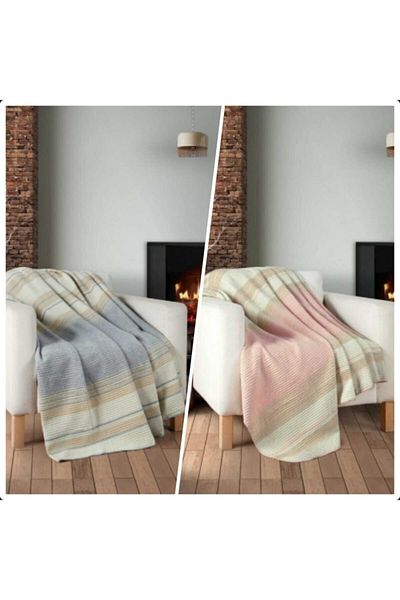 acartekstil Pink Gray 2 Pieces Cotton Single Blanket