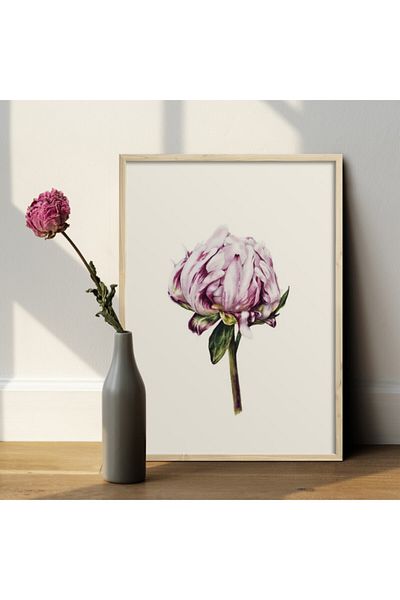 HOMEPACK Ламинирана картина с рамка и дървесен вид "Розово цвете" Tk/003