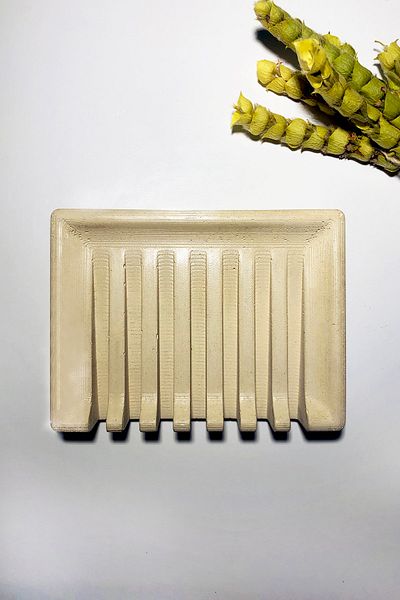 RocArt Home Вълнообразна бетонна сапунерка (жълта)