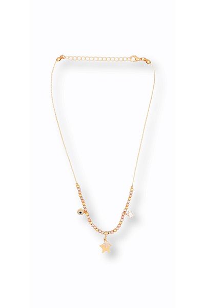 FORIVIA ACCESSORIES Multi Evil Eye Detailed Star Design Necklace