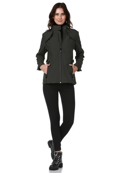 Essin Rüzgar Yağmur Geçirmez Soft Shell Bayan Haki Mont