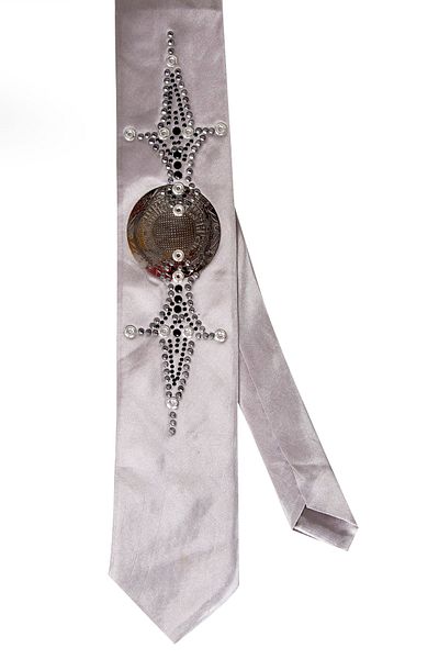 DeepSEA Gray Embroidered Stoned Men's Tie Without Handkerchief2107516