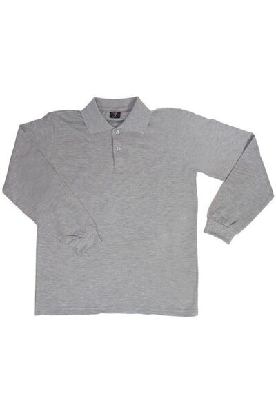 ümitteks iş ve okul kıyafetleri Unısex Penye Polo Yaka Uzun Kollu Gri Tişört ...