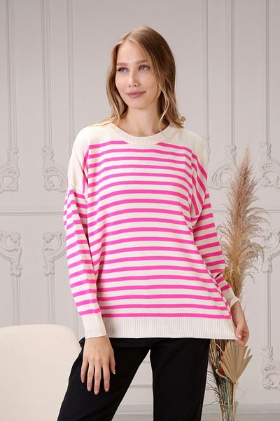 Luna Carina Tricot cu dungi roz pentru damă