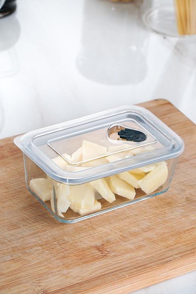 ACAR Olivya 0.45 Lt Rectangular Vacuum Glass Storage Container