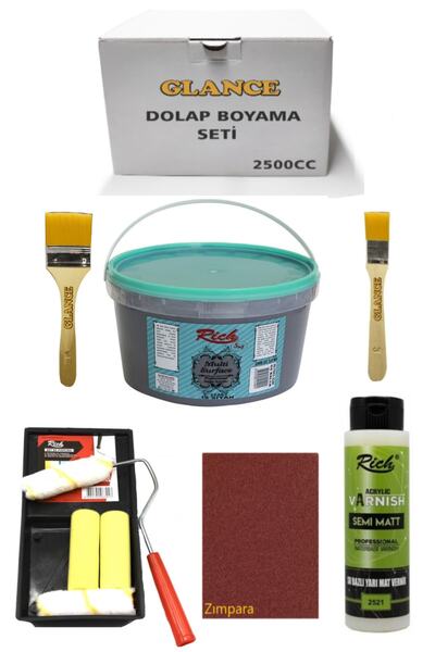 GLANCE Rich 2500cc3,5kg Multisurface Is Siyahsiyah Dolap Boyamaseti Mobilya B...