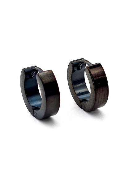 Solfera Black Stainless Steel Men's Earrings - Hoop E432