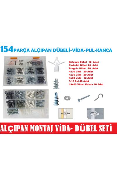 CEKSAN Alçıpan Dübel- Vida Seti 154 Parça - Alçıpan V.b Malzeme Montaj Seti