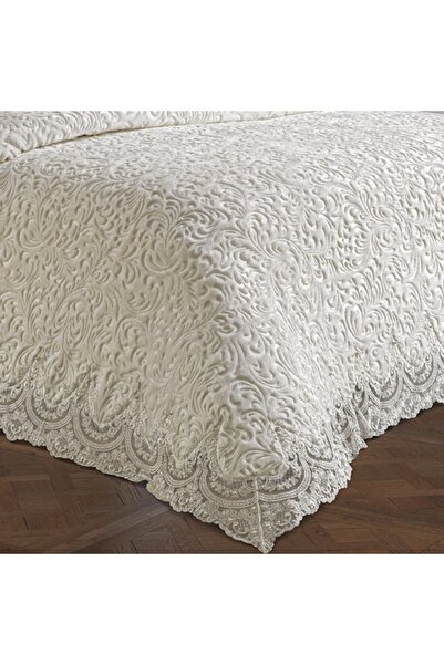 Anna Karina Battaniyeli Fransız Yatak Örtüsü Krem