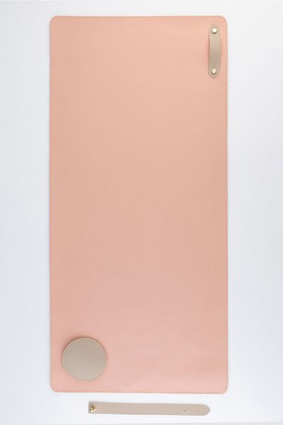 DK LEATHER Pink Pu Leather Large Gamings Table Mat Mouse Pad Desk Mat + Coaster For Laptop Computer