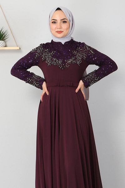 Modamihram Rochie de Seara Hijab Pearl Prune