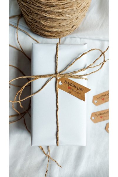 Çikoleyt Design Kraft Handmade With Love Label - Perforated (2,5x6cm) 50 Pieces