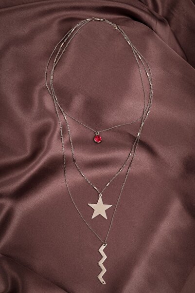 Süspüs Accessories نجمة نهاية 3 قلادة فضية