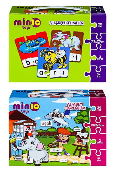 minİQ toys 3 Letter Words + Learning the Alphabet Set of 2 Educational Puzzle