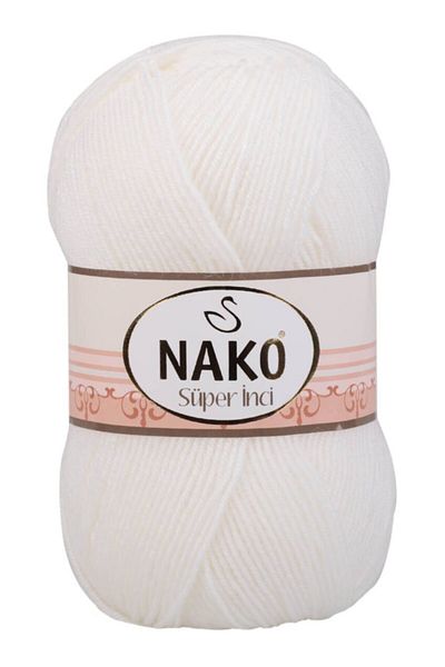 NAKO Super Pearl Wool Hand Knitting Floss Color Code: 208 White