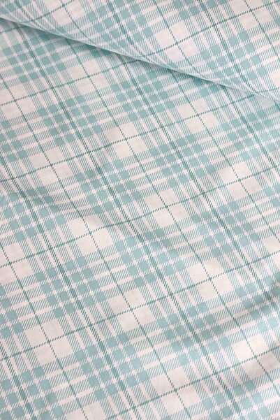 NAYS Mint Kareli Nevresimlik Poplin Kumaş