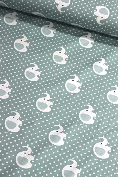 NAYS Yeşil Fil Nevresimlik Poplin Kumaş